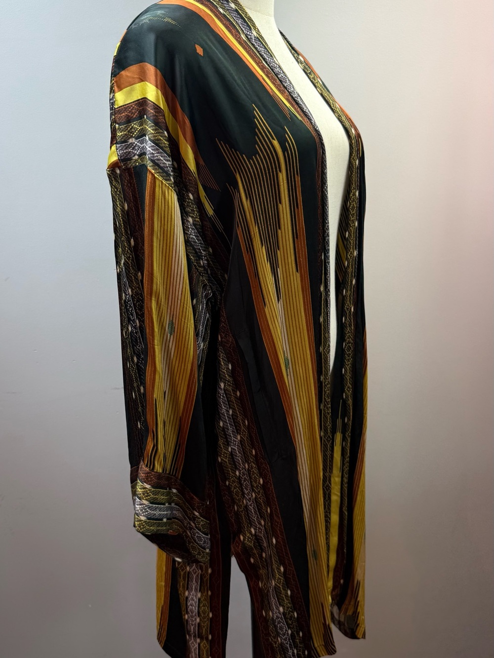 Rabens Saloner Printed Open Front Kimono Cardigan S/M